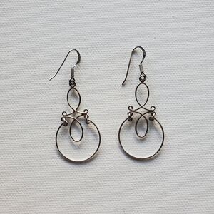 925 Sterling Silver Wire Wrapped Dangle Drop Earrings Handmade Artisan Style